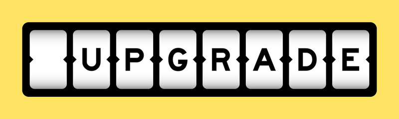 Black color in word upgrade on slot banner with yellow color background