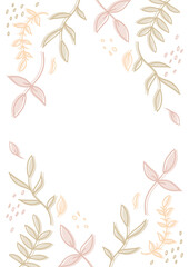 手描きの植物フレーム　茶色