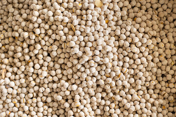 Raw chickpeas food panoramic background, close-up