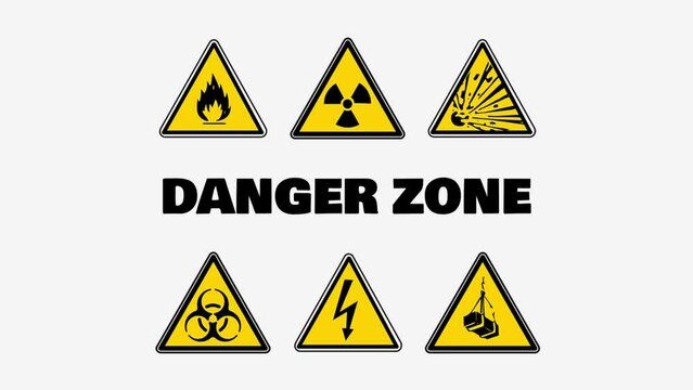 danger zone animation is warning caution for industrial infographics video