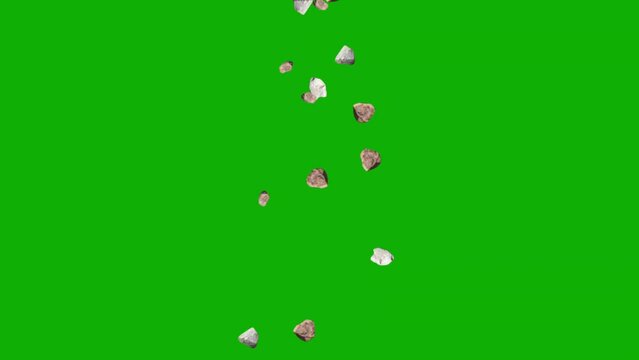 Falling rocks motion graphics with green screen background