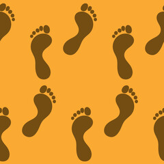 Traces of human feet, footprint in the sand seamless pattern, background for design