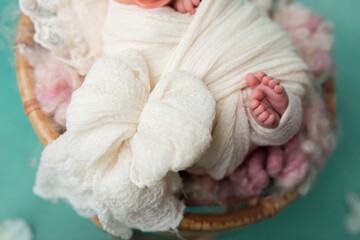 Fototapeta na wymiar cute little feets of newborn baby
