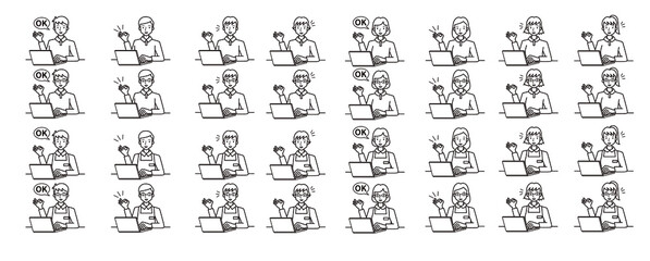 パソコンを使っている人物イラスト