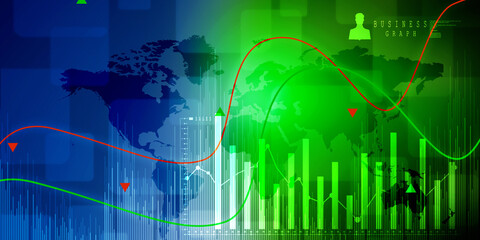 2d rendering Stock market online business concept. business Graph 