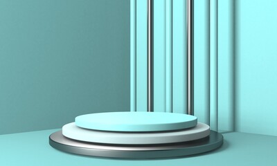 Abstract scene podium mockup. Award ceremony concept