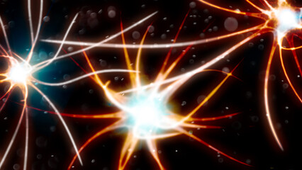 Naklejka premium Synapse connections. Structure that permits a neuron (or nerve cell) to pass an electrical or chemical signal to another neuron or to the target efferent cell. Nervous system. Brain