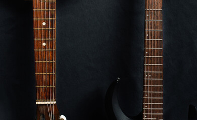 Obraz na płótnie Canvas electric and classical guitars close-up. Musical concept. Copy space.