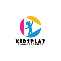 Colorful Kids Play Logo vector, Children logo designs template, design concept, logotype element for template