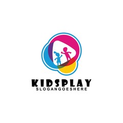 Obraz premium Colorful Kids Play Logo vector, Children logo designs template, design concept, logotype element for template