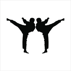Fototapeta na wymiar Silhouette of Martial Artist Kick (Taekwondo, Karate, Pencak Silat, Kungfu) for Logo or Graphic Design Element. Vector Illustration 