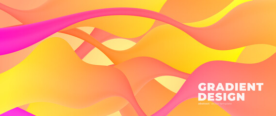 Abstract gradient fluid vector background. Colorful wallpaper template with dynamic color and waves, blurred, blend. Futuristic modern backdrop design for business, presentation, ads, banner.