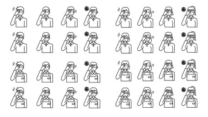 額に手をやる人物イラスト