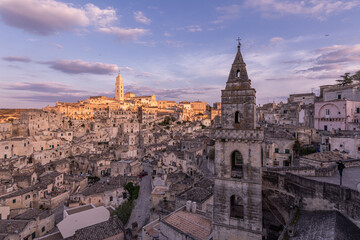 Fototapeta premium Ancient town of Matera at sunset, Basilicata, Italy