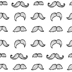Cute white pattern with line mustache. Seamless background. Textile for salon. Minimalism paper scrapbook.