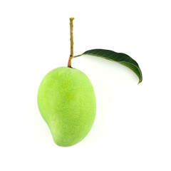 Ripe mango tropical with leave isolated on white background.