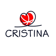 Cristina Calligraphy female name, Vector illustration.