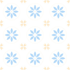 Seamless retro pattern of blue and yellow flower.