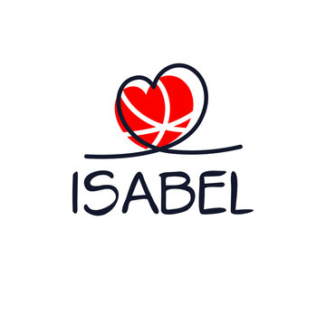 Isabel Calligraphy female name, Vector illustration.