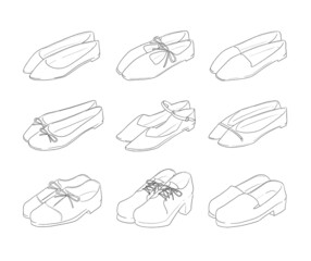 パンプスの線画イラストセット