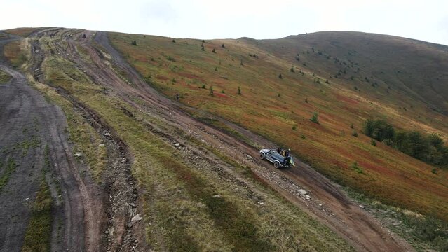 aerial view of off road car at the trail mountains attraction