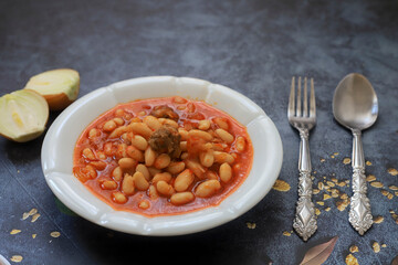 Turkish foods; dried bean (kuru fasulye)