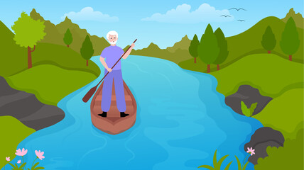 Old Man Travelling Down The River
