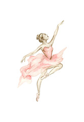 dancing ballerina in pink dress - obrazy, fototapety, plakaty