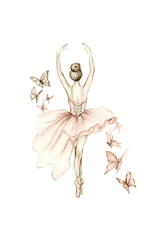 dancing ballerina in pink dress