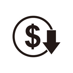 Cost reduction- decrease dollar icon