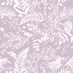 Fototapeta na wymiar Seamless watercolor pattern with boho style fern branches and leaves drawn