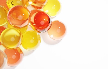 3D素材_ビー玉_オレンジ