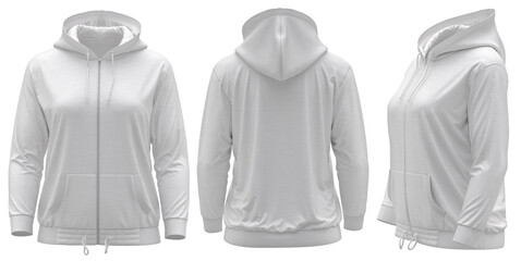 hoodie template White . Hoodie sweatshirt long sleeve with clipping path, hoody for design mockup...