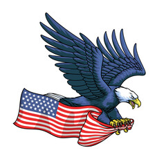 American Eagle Hold the United States Flag