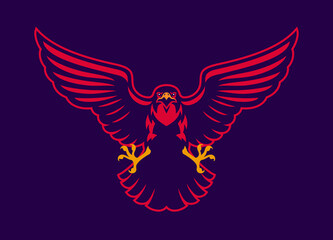 Hawk Mascot Logo Spreading the Wings