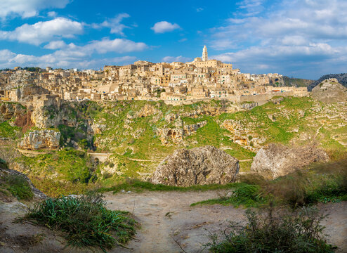 Matera - The cityscape panorama ower  the walley.