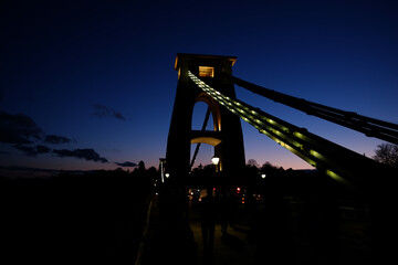 Night view of Bristol Suspension Bridge