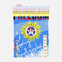 freedom fighter Premium Vector illustration of a text graphic. suitable screen printing and DTF for the design boy outfit of t-shirts print, shirts, hoodies baba suit, kids cottons, etc.