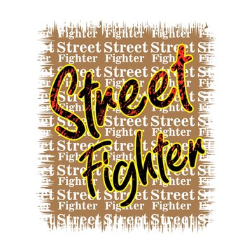 Street Fighter Premium Vector Illustration Of A Text Graphic. Suitable Screen Printing And DTF For The Design Boy Outfit Of T-shirts Print, Shirts, Hoodies Baba Suit, Kids Cottons, Etc.