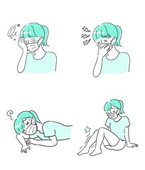 熱中症の症状　マスクをした女性のイラスト