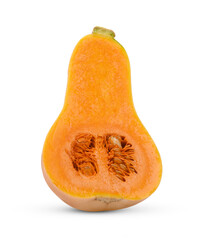 Half butternut squash isolated on white