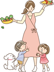 家事と育児で大変なママ