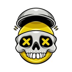 Smiley face skull streetwear cartoon
