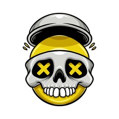 Smiley face skull streetwear cartoon