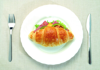 Turkey sandwich on a croissant