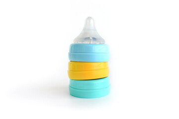 Baby bottle pacifier on white background - 503964709