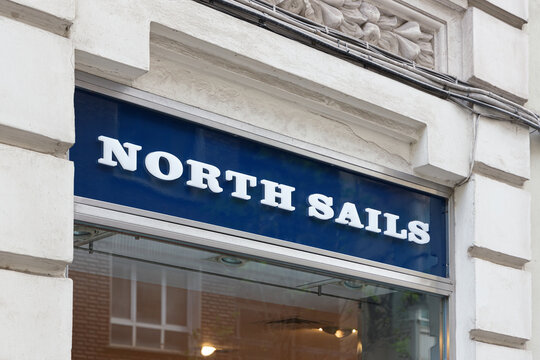 VALENCIA, SPAIN - MAY 05, 2022: North Sails is an international sailmaker and sailing wear company