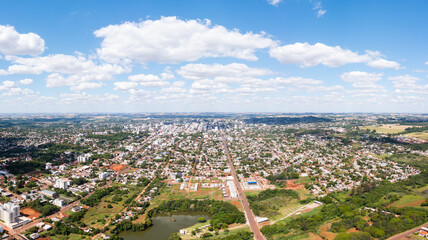 Aerial view of Ijuí cityscape at the countryside of Brazil.