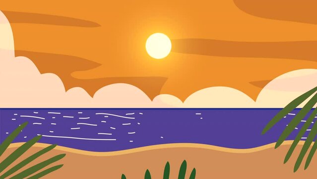beach landscape summer season animation