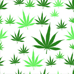 pattern seamless cannabis leaf. Design for fabric, curtain, background, carpet, wallpaper, clothing, wrapping, Batik, fabric,Vector illustration